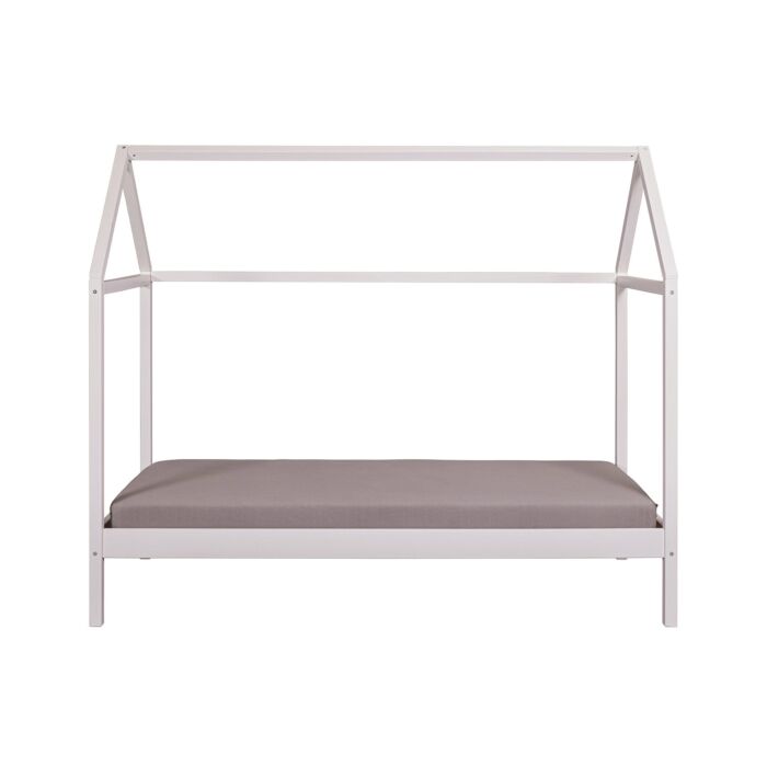 Hausbett aus massivem Kiefernholz, 90x200 cm, weiss lackiert