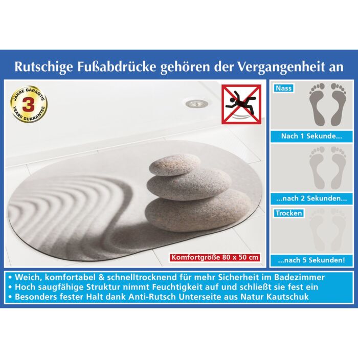 Tapis de douche et de bain «Zen», hautement absorbant, 80x50 cm