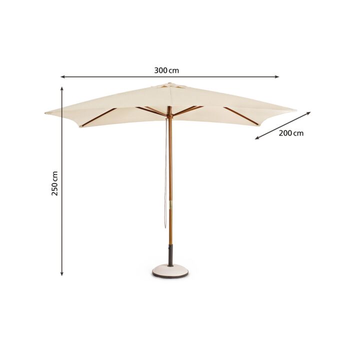 Parasol «Syros», support en bois avec poulie
