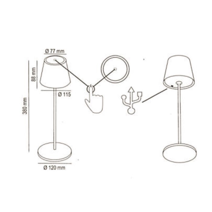 LED-Tischleuchte, dimmbar, mit Farbwechsel und USB-Ladekabel