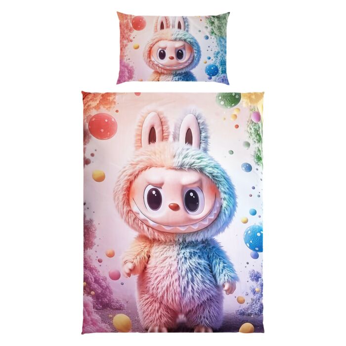 Linge de lit orné d'un adorable monstre en 3D