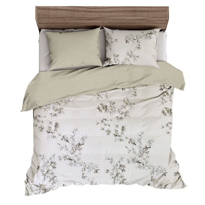 Garnitur mit floralen Akzenten , hellgrau