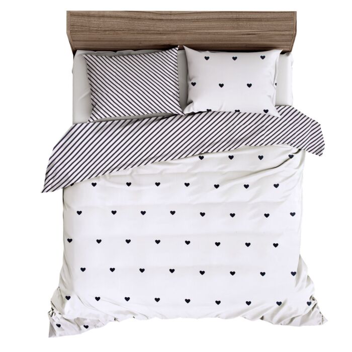 Parure de lit élégant avec imprimé de cœurs main product photo