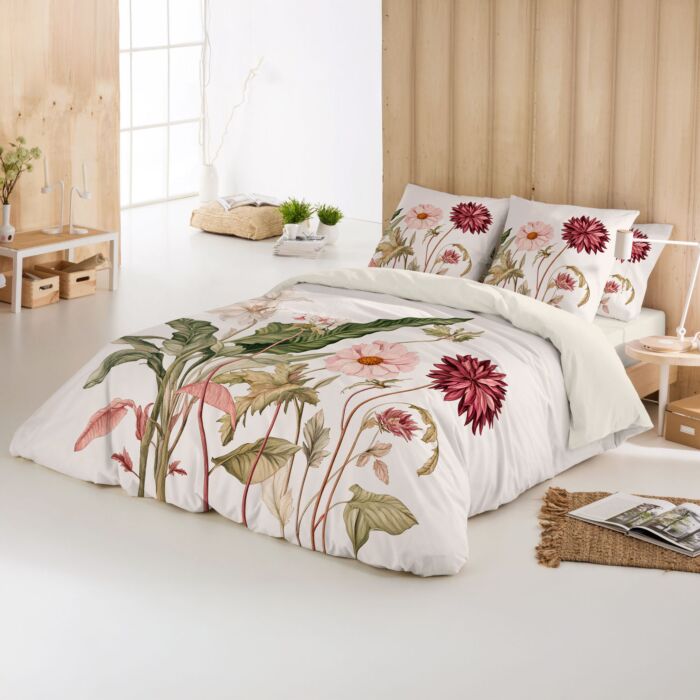 Linge de lit floral beige