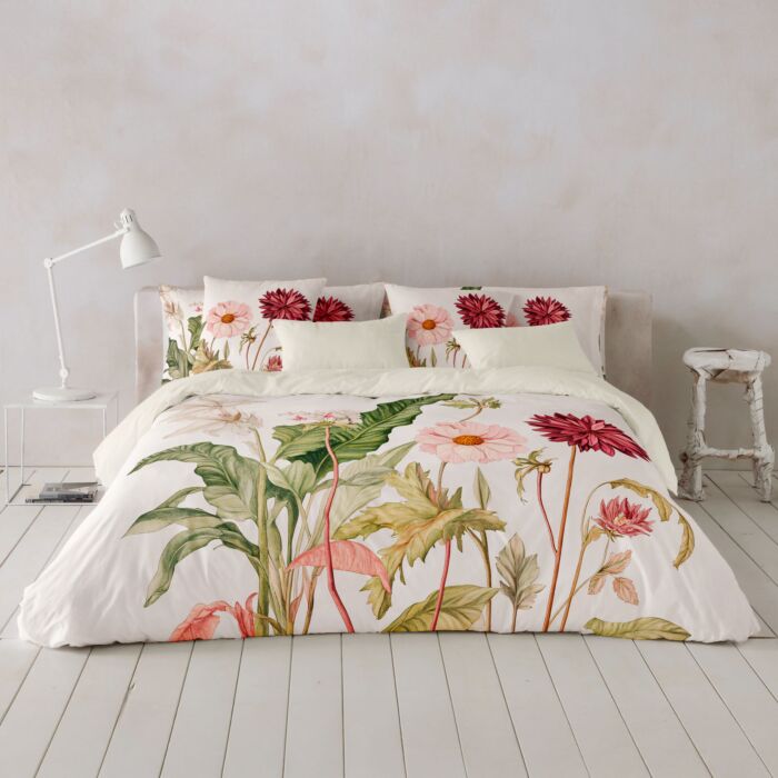 Linge de lit floral beige