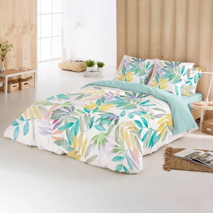 Linge de lit feuilles multicolores