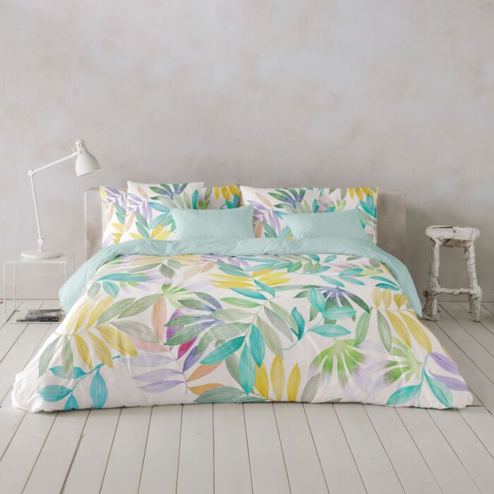 Linge de lit feuilles multicolores