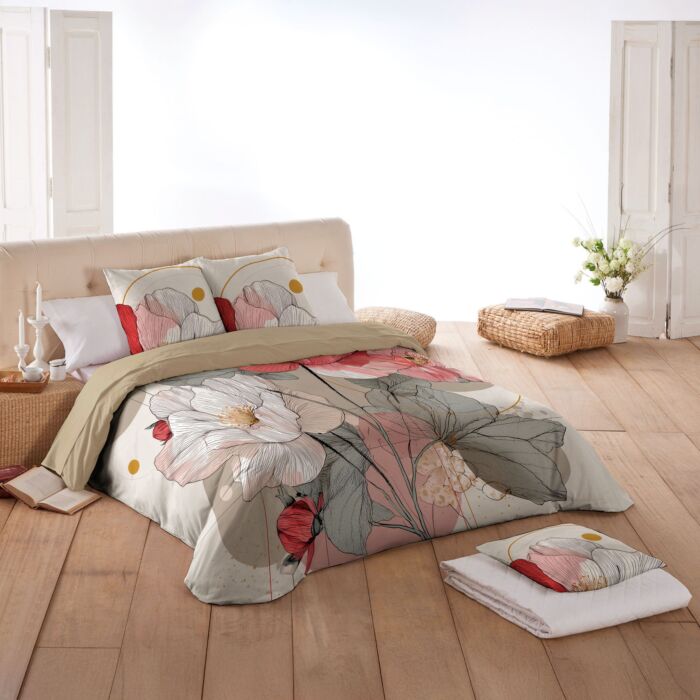 Linge de lit avec grands motifs floraux