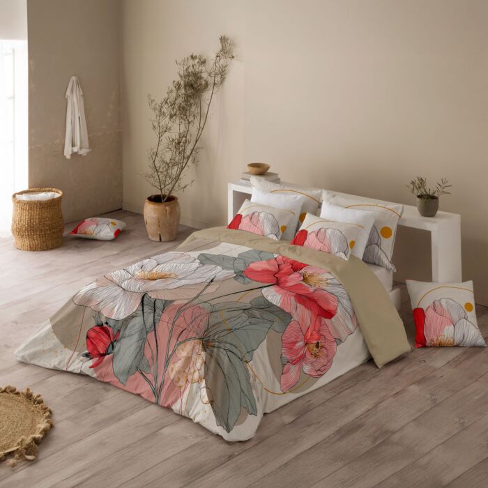 Linge de lit avec grands motifs floraux