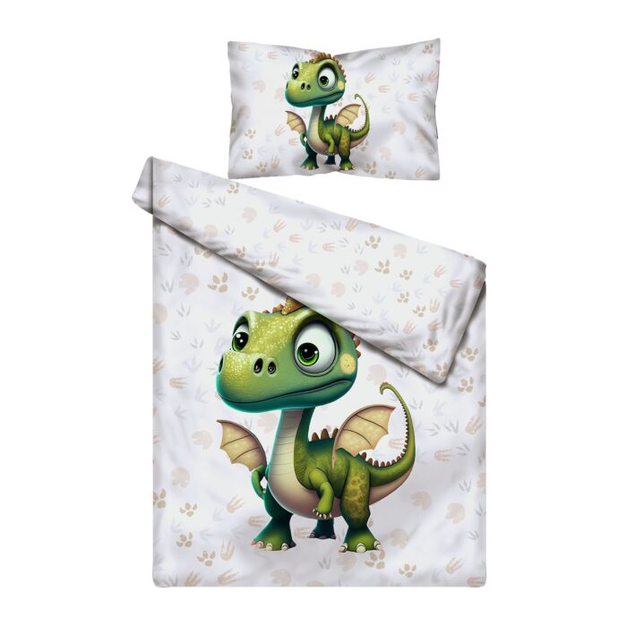 Parure de lit avec adorable bébé dragon vert main product photo