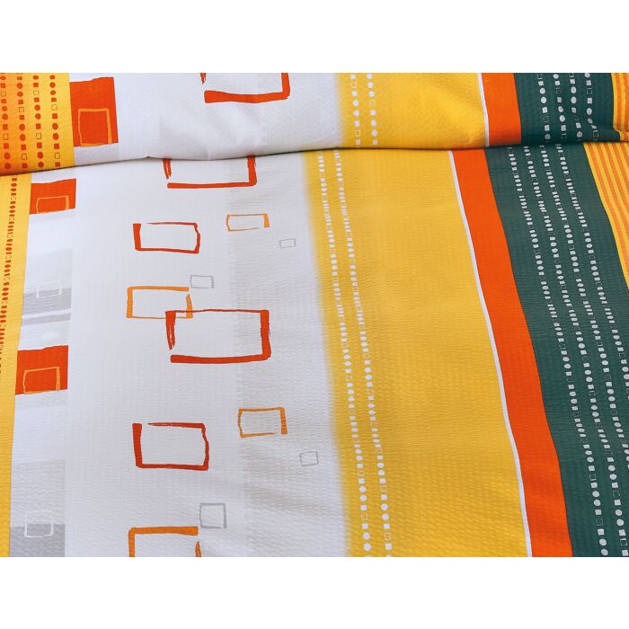 Bettwäsche Quadrat & Streifen, Seersucker, bügelfrei, orange-grau