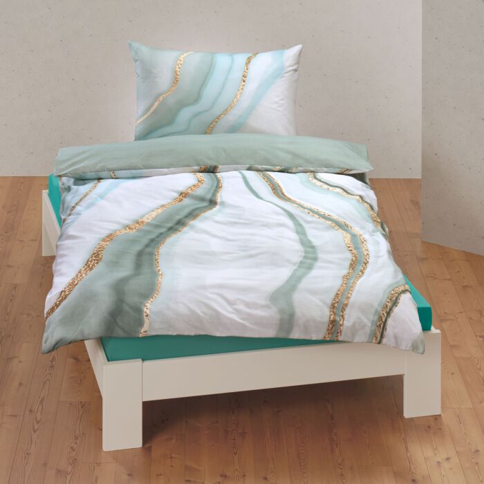 Parure de lit avec motif à vagues doux main product photo