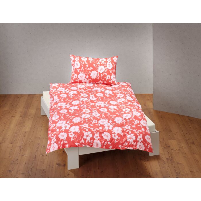 Renforcé-Bettwäsche Frühlingsblüten , orange