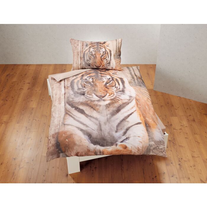 Bettwäsche mit Tiger-Design auf heller Basis main product photo