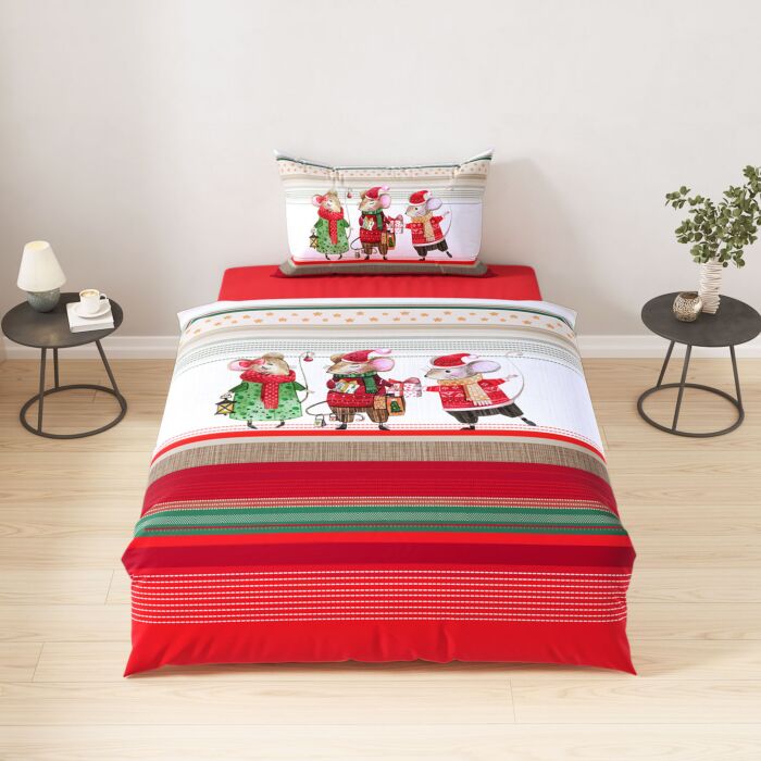 Bettwäsche mit Mäusemotiv und Bordüren