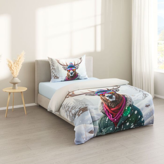 Parure de lit avec motif hivernal de cerfs