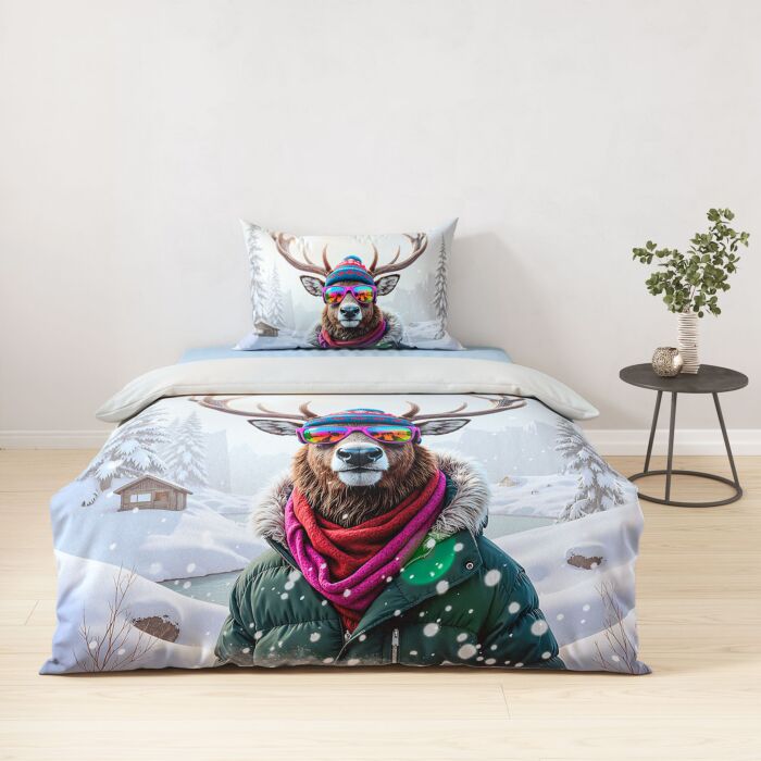 Parure de lit avec motif hivernal de cerfs