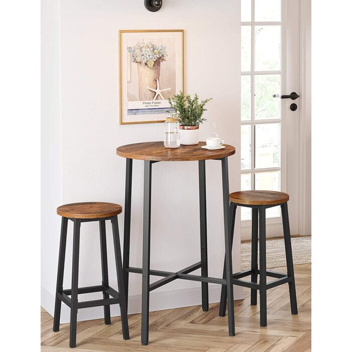 SONGMICS Tabourets «Bara», 2 pièces, Ø 32 cm x H 65 cm, bois/noir