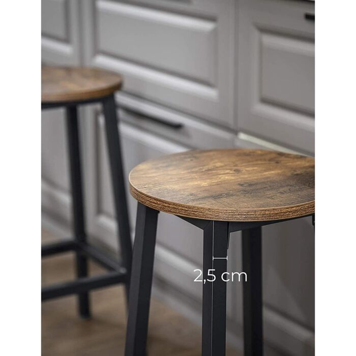 SONGMICS Tabourets «Bara», 2 pièces, Ø 32 cm x H 65 cm, bois/noir