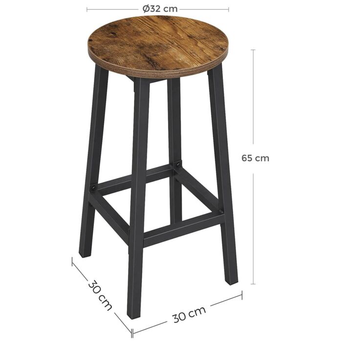 SONGMICS Tabourets «Bara», 2 pièces, Ø 32 cm x H 65 cm, bois/noir