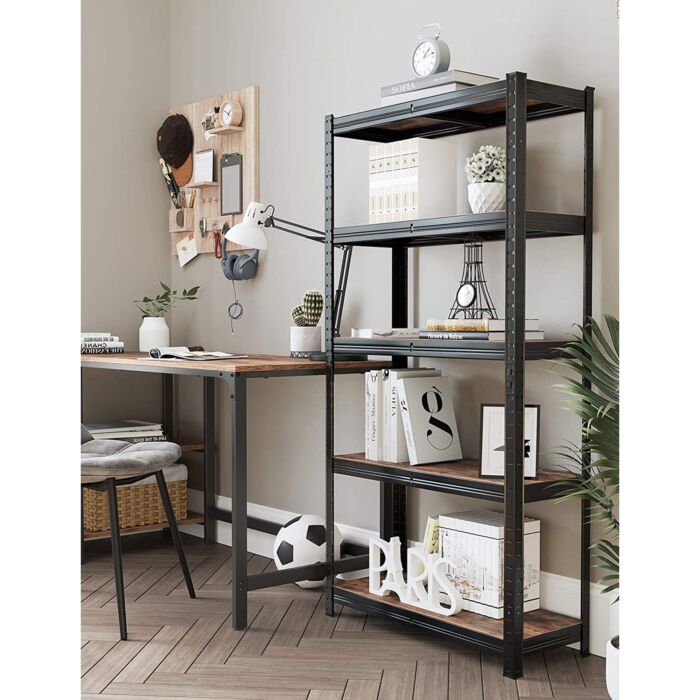 SONGMICS Étagère «Shelby», L 75 x H 150 x P 30 cm, brun/noir