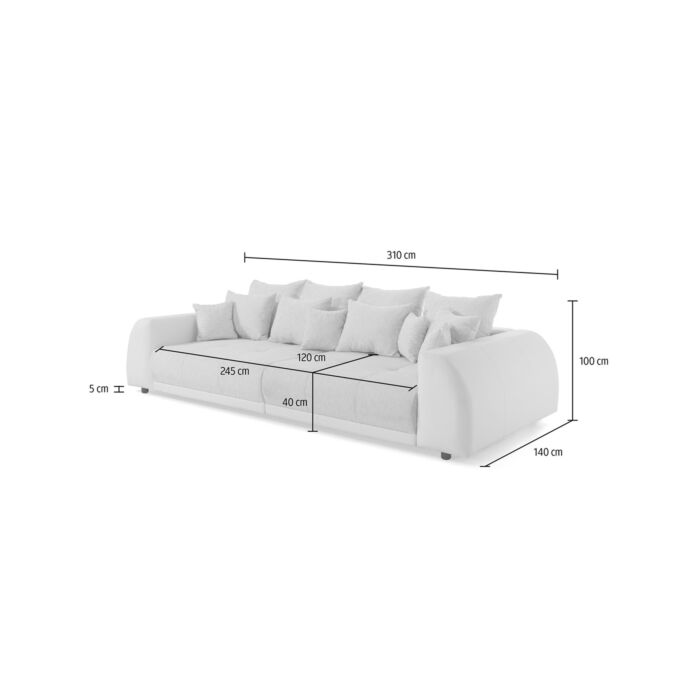 ROPEZ Sofa «Nessy», L 310 x H 80 x T 140 cm, weiss/grau