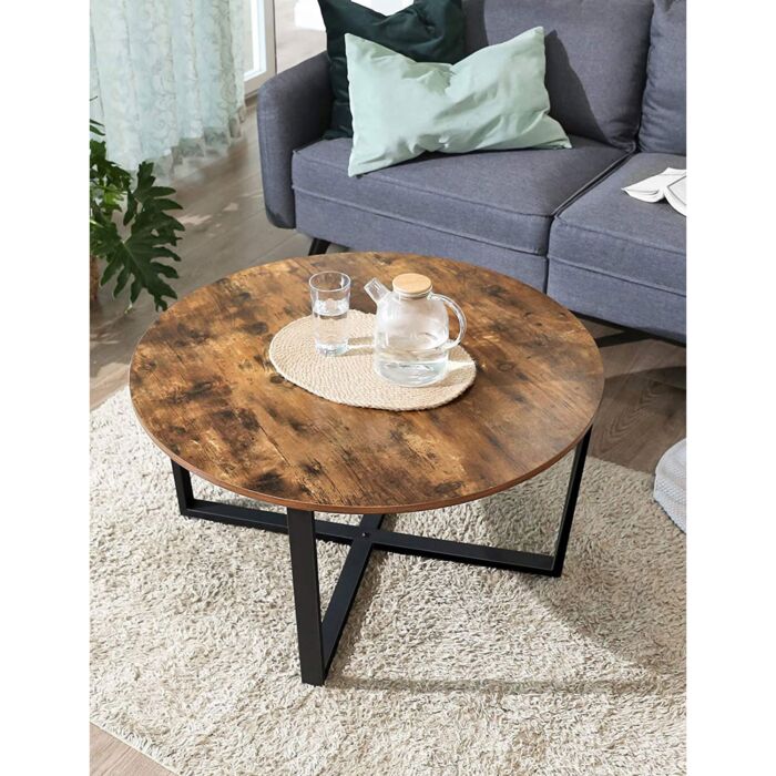SONGMICS Couchtisch «Mia», Ø 88 x H 47 cm, braun/schwarz