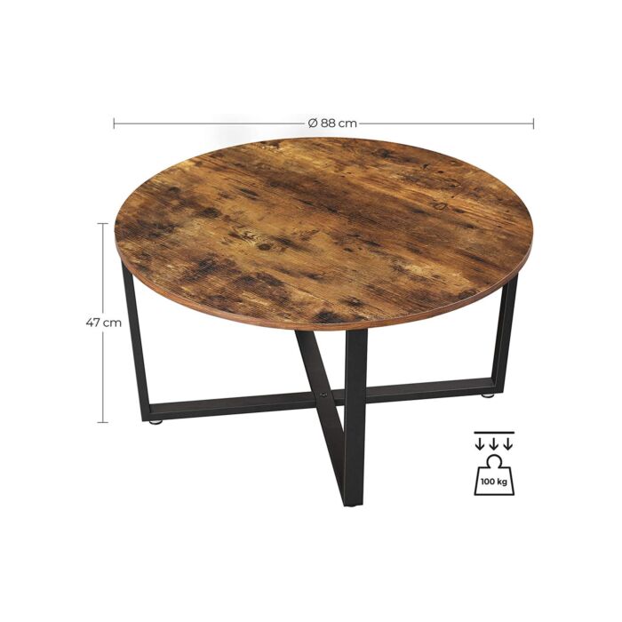 SONGMICS Couchtisch «Mia», Ø 88 x H 47 cm, braun/schwarz