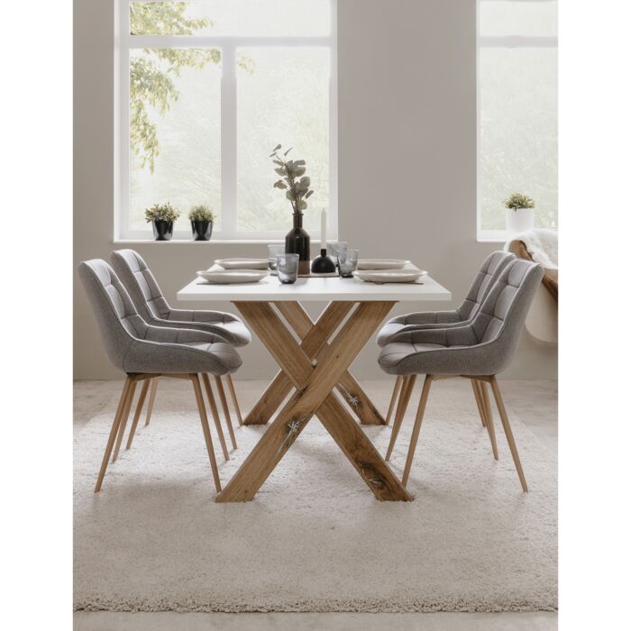 Table «Avant», Lo 160 x La 90 x H 76 cm, décor bois/blanc