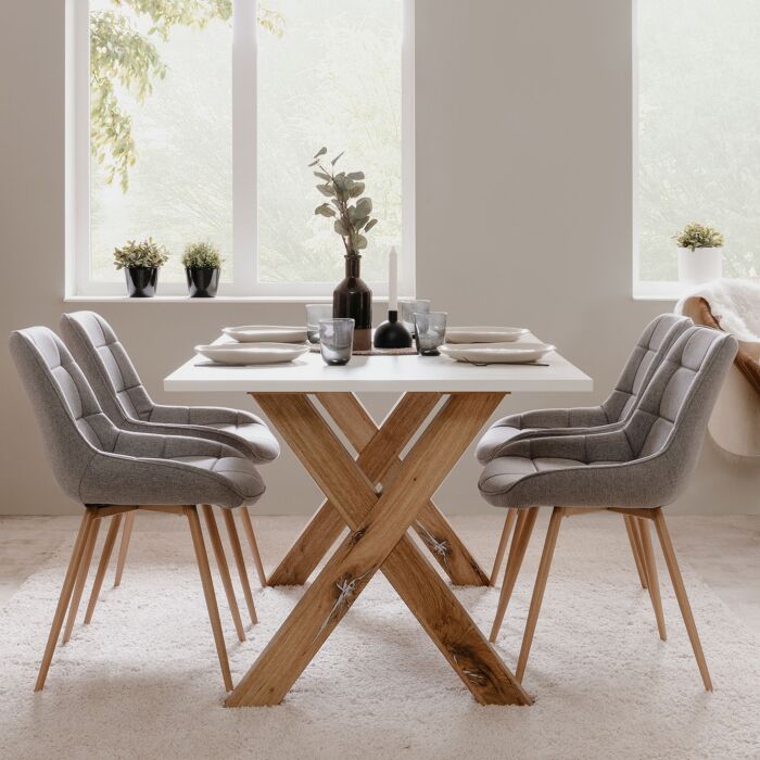 Table «Avant», Lo 160 x La 90 x H 76 cm, décor bois/blanc