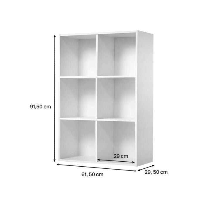 Vertikales Regal «JURG6», 6 Nischen, B 61,5 x H 91,5 x T 29,5 cm, weiss