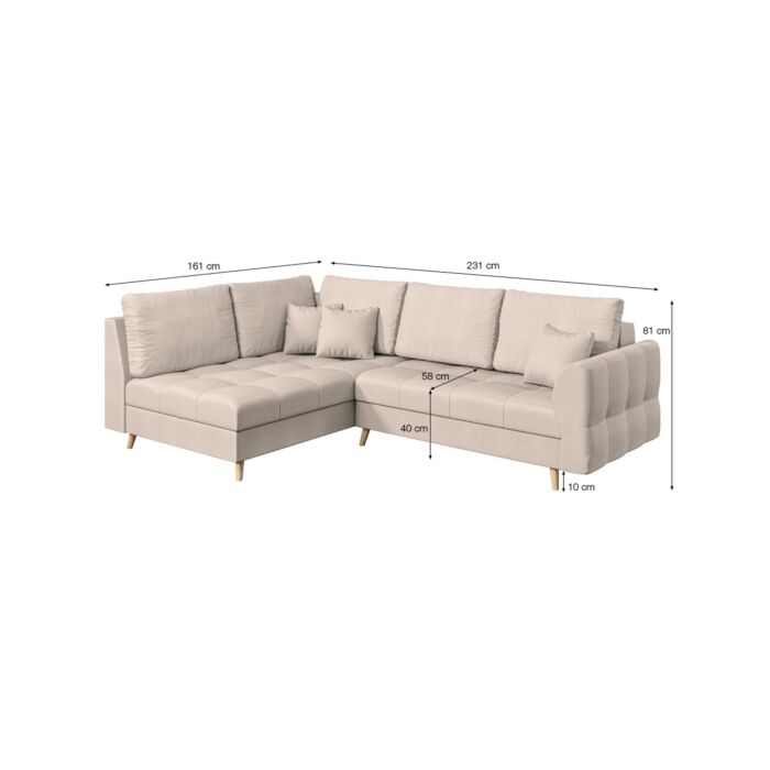 ROPEZ Ecksofa «Ario», Ottomane, fix links, 231 x 161 x H 81 cm