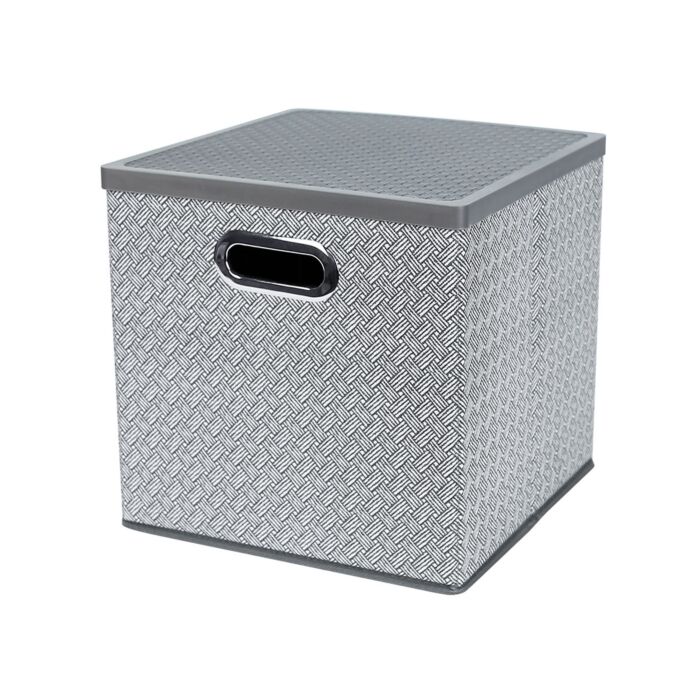 Boîte de rangement, 27 x 27 x 27 cm, avec couvercle, gris main product photo