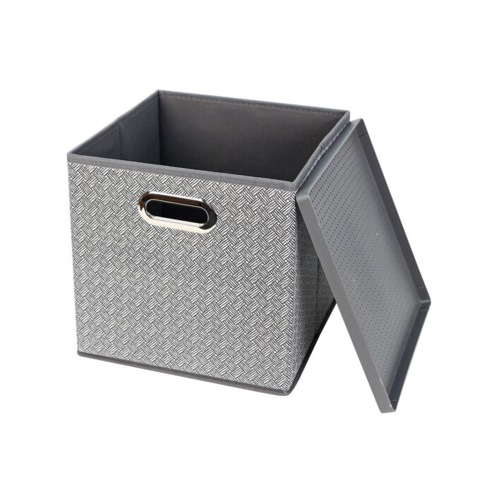Aufbewahrungsbox, 27 x 27 x 27 cm, mit Deckel, grau