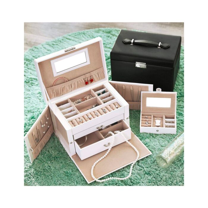 SONGMICS Coffret à bijoux, avec serrure, incl. coffret de voyage
