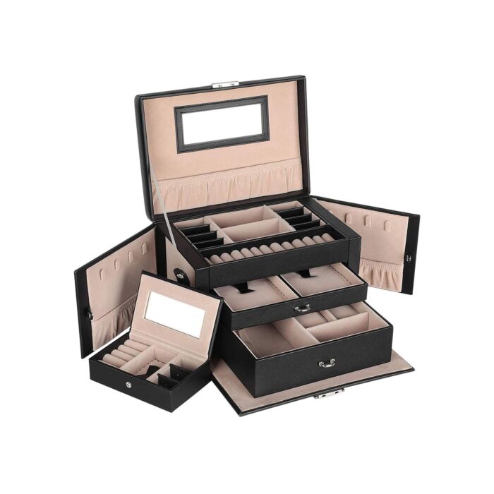 SONGMICS Coffret à bijoux, avec serrure, incl. coffret de voyage
