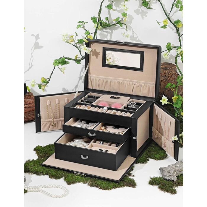 SONGMICS Coffret à bijoux, avec serrure, incl. coffret de voyage