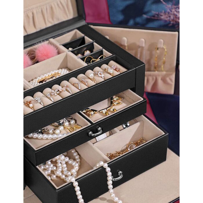SONGMICS Coffret à bijoux, avec serrure, incl. coffret de voyage