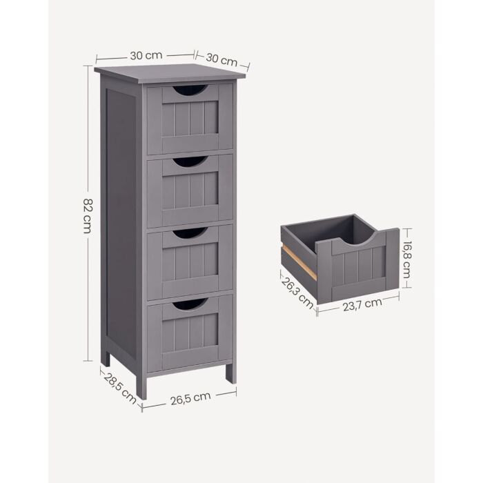 SONGMICS Regal «Nino», 4 Schubladen, B 30 x H 82 x T 30 cm, weiss