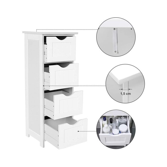 SONGMICS Regal «Nino», 4 Schubladen, B 30 x H 82 x T 30 cm, weiss