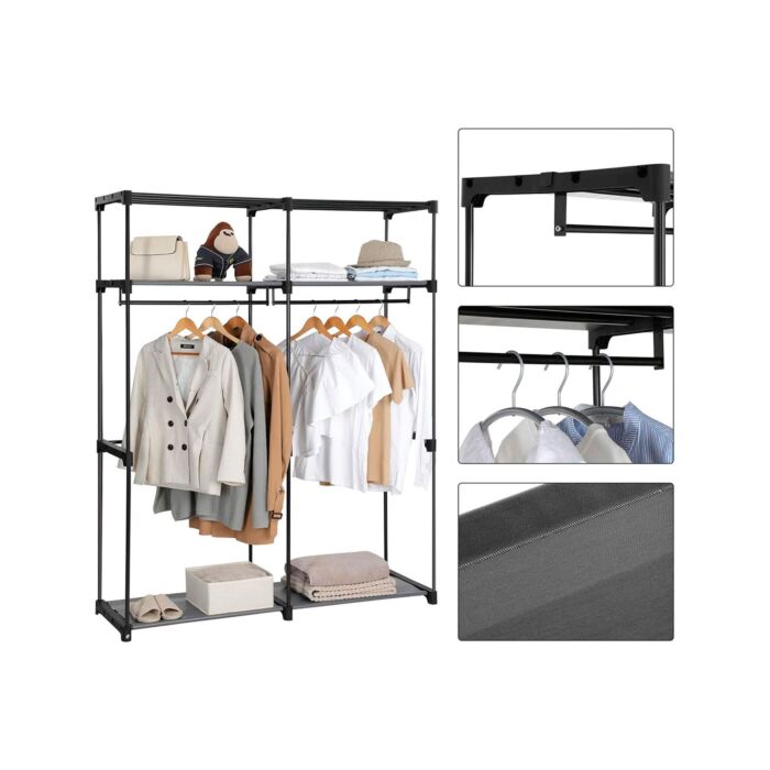 SONGMICS Armoire en intissé, gris