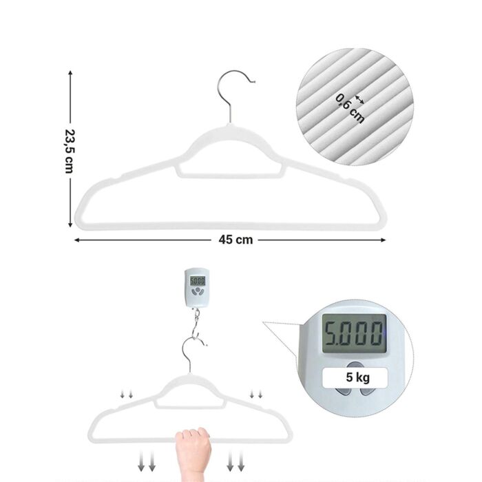 SONGMICS Kleiderbügel mit Samt, 50 Stück