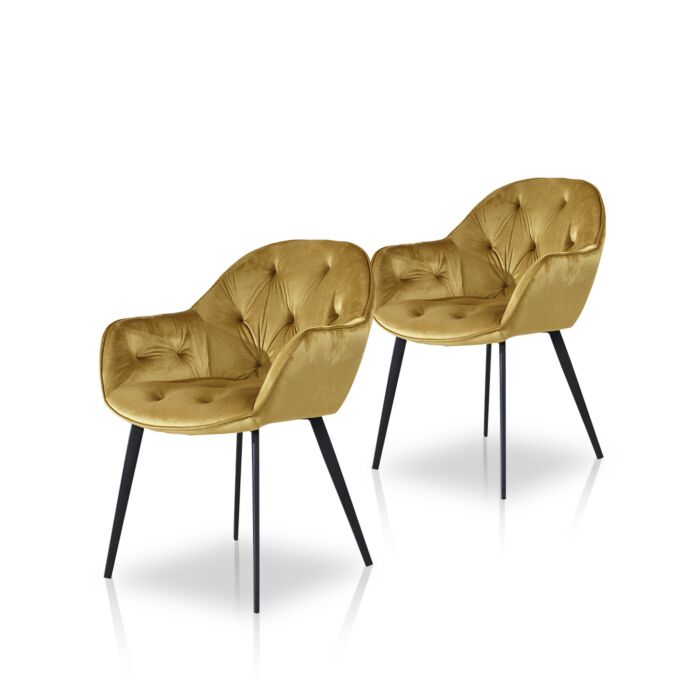 Stuhlset «Diego», 2 Stück, Samt senffarben main product photo