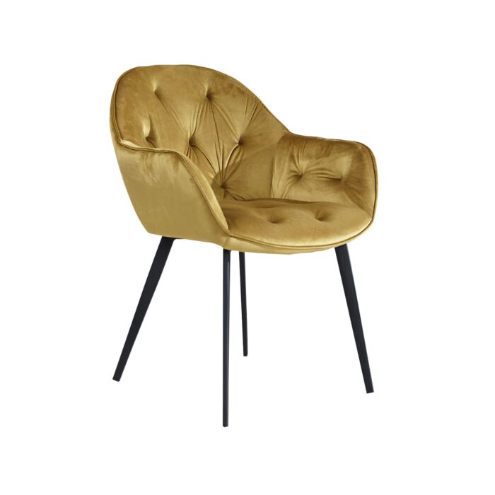 Chaises «Diego», set de 2, velours moutarde