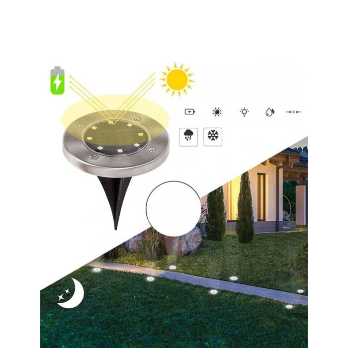 Lampes disques solaires LED, 4 pièces