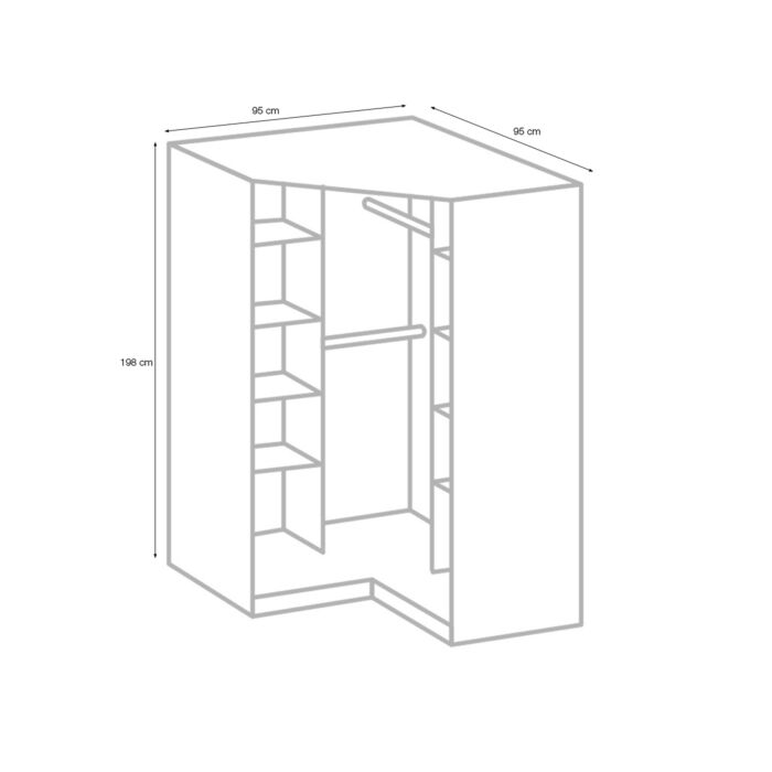 Armoire d'angle «Mage», L 95 x H 198 x P 95 cm, décor chêne