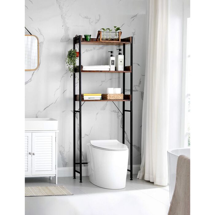SONGMICS Meuble WC «Indus», L 63 x H 165 x P 25 cm, brun/noir