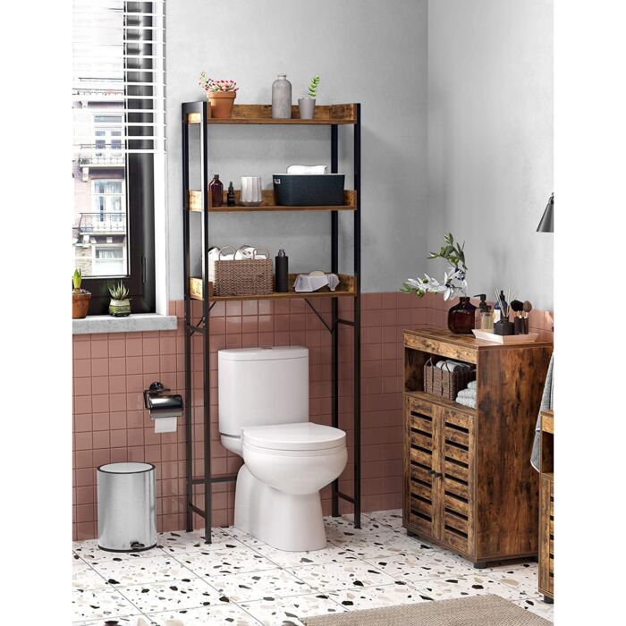 SONGMICS Meuble WC «Indus», L 63 x H 165 x P 25 cm, brun/noir