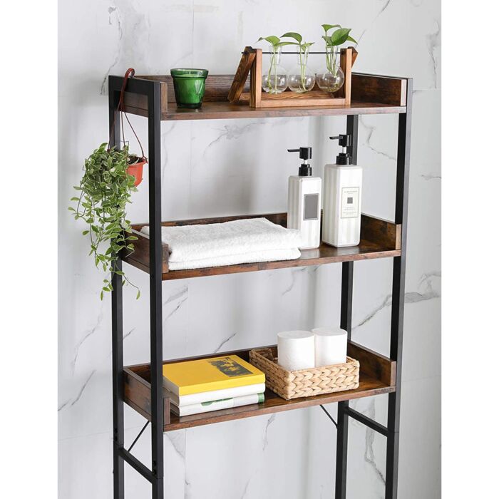 SONGMICS Meuble WC «Indus», L 63 x H 165 x P 25 cm, brun/noir
