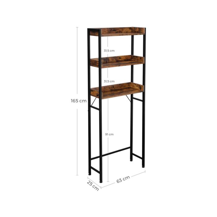 SONGMICS Meuble WC «Indus», L 63 x H 165 x P 25 cm, brun/noir